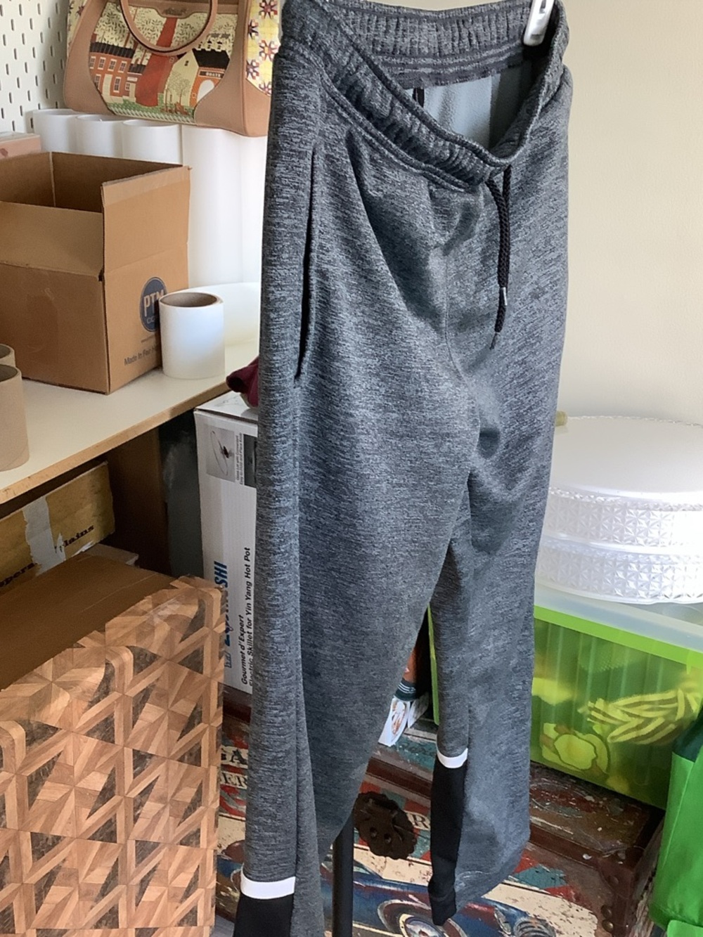 Place Boys Gray Heather Jogger Sweatpants with Black Trim